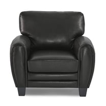 JERFIT Modern Accent Chair, Black Faux Leather Upholstered Armchair with Solid Wood Frame for Living Room, Retro Style Lounge Chair