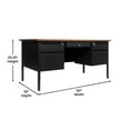 thumbnail image 5 of Flash Furniture Commercial Grade 30x60 Double Pedestal Desk with 5 Locking Drawers, Walnut Top and Black Frame, 5 of 13