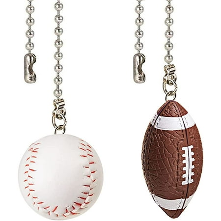 

Ceiling Fan Chain Pulls Decorative Extension 12 Inches Baseball and Football Extender Ornaments Pendant Fan Pulls Set for Ceiling Light Lamp Fan Chain (Nickel)