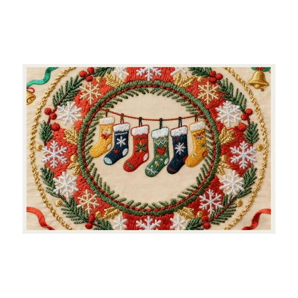 Felpudo navideño con decoración navideña para exteriores, alfombra bordada para baño, diseño de flor de Pascua y medias, estilo rústico, para entrada y bienvenida.