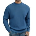 thumbnail image 3 of Stamzod Mens Sweater Solid Color Crewneck Long Sleeve Pullover Sweaters Casual Oversized Warm Sweater for Men Blue S, 3 of 9