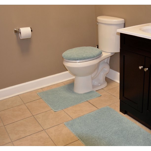 Garland Rug Queen Cotton 3 Piece Washable Bath Rug Set Sea Foam