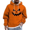 thumbnail image 2 of CONZONE Halloween Mens Hoodies Long Sleeve Hallowmas Pullover Hoodie for Men Funny Pumpkin Face Graphic Hooded Sweatshirts With Pocket, 2 of 5