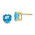 thumbnail image 4 of 14K Yellow Gold 8mm Heart Blue Topaz Stud Earrings, 4 of 5