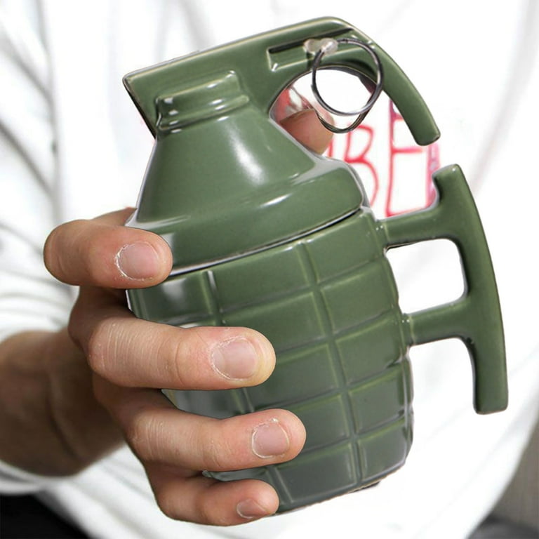 1pcs Creative Ceramic Grenade Mug,Daily Water Mug With Lid,Military-style  Embossed Coffee Cup - Walmart.com
