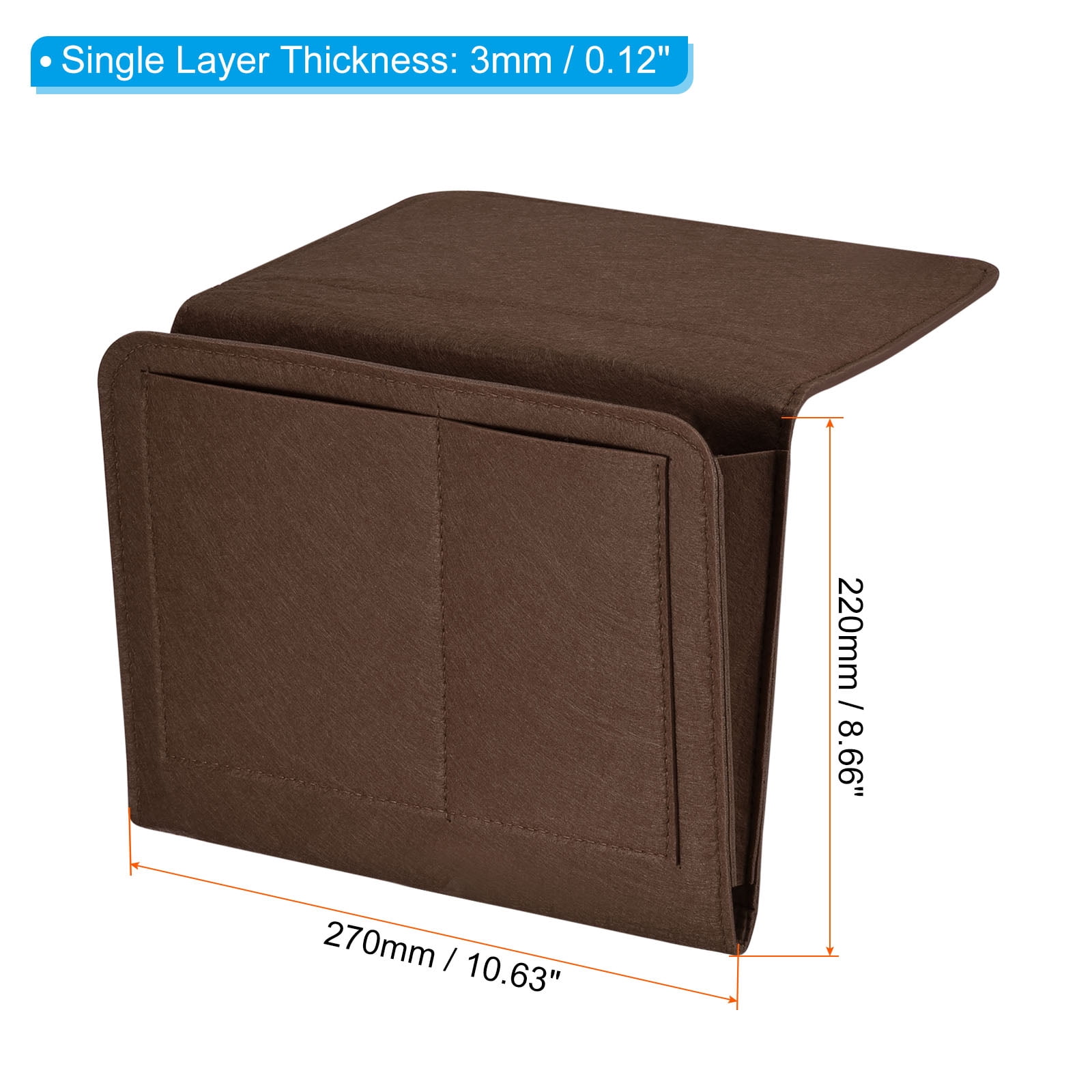 Unique Bargains Felt Bedside Organizer Hanging Caddy Brown 10.63" x 8.66" x 3.15"