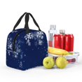 thumbnail image 5 of Lafuoo Christmas Blue Pattern Portable Aluminum Foil Thickened Insulation Lunch Bag, Waterproof Zipper Lunch Bag Suitable for Men and Women-One Size, 5 of 7