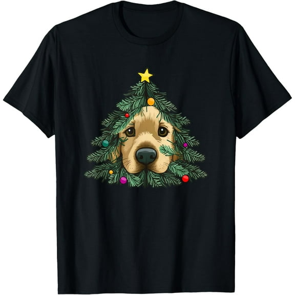 Golden-Retriever-Puppy in Christmas tree T-Shirt