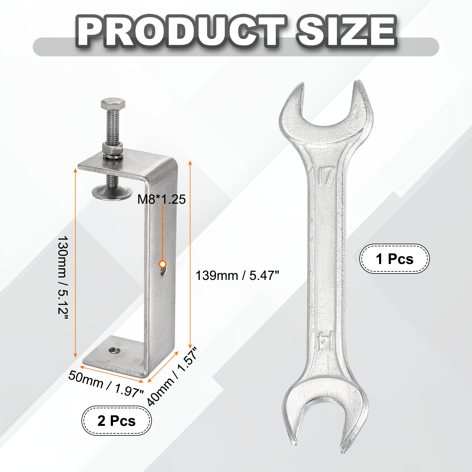 Uxcell 2PCS 304 Stainless Steel C Clamps Mini 5-1/8" (130mm) Wide Jaw Opening Small Galvanized  U Clamp for Woodworking Welding Building Household Mounting