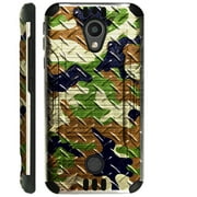 WORLD ACC Silver Guard Case Compatible for Coolpad Legacy S Brushed Metal Texture Hybrid TPU Phone Cover (Camo Green