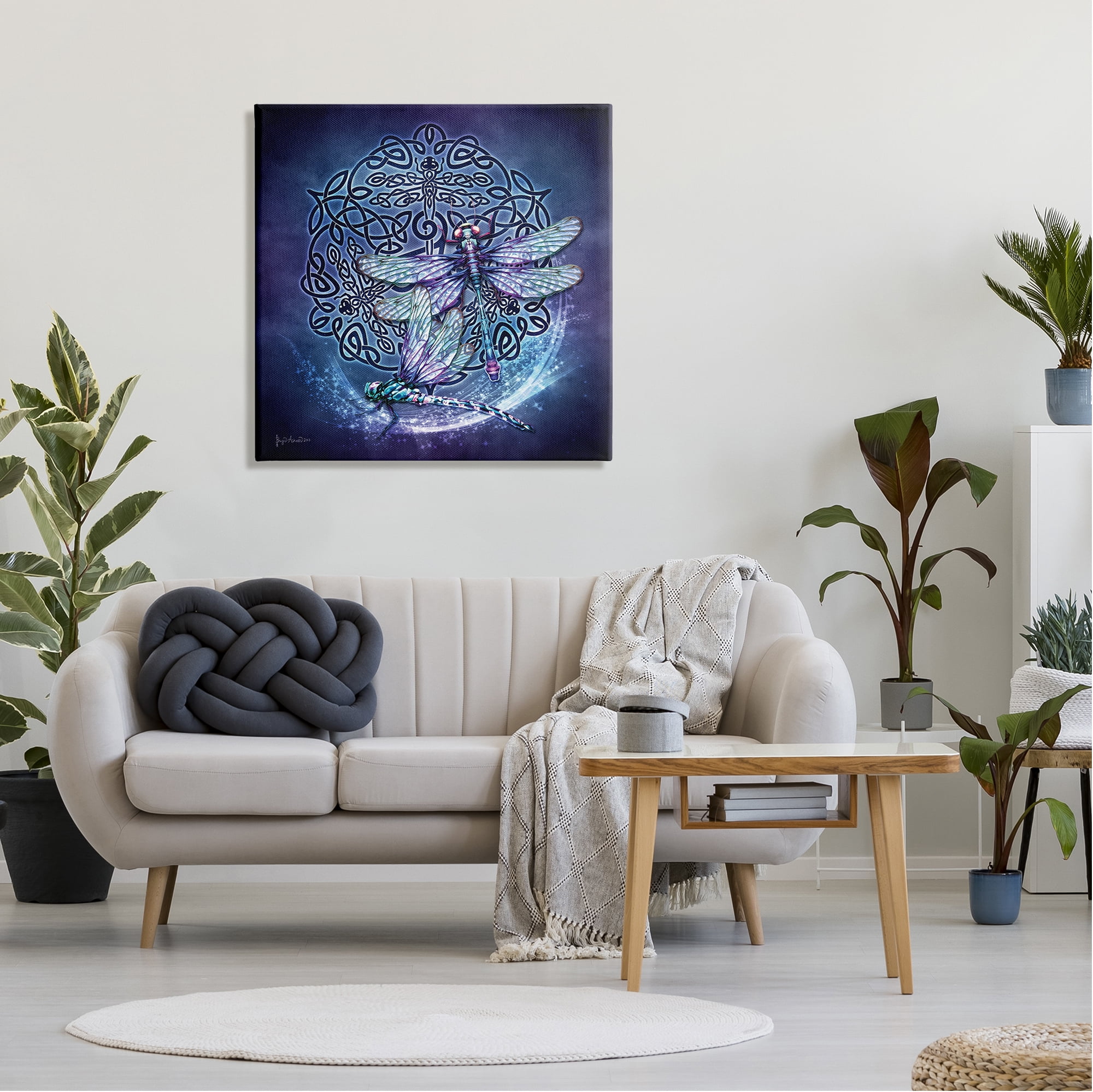 Stupell Industries Dragonfly & Celtic Knot Animals & Insects Painting Gallery Wrapped Canvas Art Print Wall Art, 30 x 30