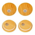 thumbnail image 2 of Sunjoy Tech 4 Pcs Bamboo Lid with Straw Hole Leak-proof Silicone Seal Lid 2.76inch Canning Lid Regular Mouth Jars Replacement Bamboo Lid for Beer Glasses Reusable Cup Lids, 2 of 7