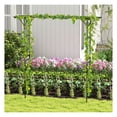 thumbnail image 6 of 81 Inch Metal Garden Arbor for Climbing Plants, Black Archway Trellis for Wedding & Backyard Decor, Heavy Duty Outdoor Plant Support, 6 of 9