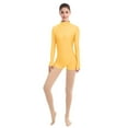 thumbnail image 4 of IBTOM CASTLE Women Mock Neck Ballet Dance Leotards Long Sleeve Gymnastic Bodysuit One Piece Ballerina Dancewear M Yellow, 4 of 6