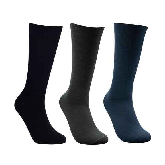 No Cold Feet Fun Colorful Novelty Dress Socks for Men, 3 Pairs of Blue, Grey and Navy, Men's Size 8-13, Crew Socks