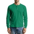 thumbnail image 2 of Men's Casual Knit Button Up Long Sleeve Henley Shirt, Top for Fall Winter, Layering Piece and Versatile Wardrobe Essential,Green,L, 2 of 9