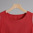 thumbnail image 5 of Liquidation de Hauts pour Femmes Grande Taille, Blouse d'Été à Manches Courtes pour Femmes, Débardeur à la Mode pour Femmes en Couleur Unie Imitation Coton et Lin avec Fente à l'Ourlet, Col Rond, Boutons, 5 of 5