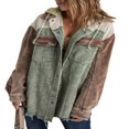 thumbnail image 1 of POINTERTECK Womens Corduroy Shacket Jacket Long Sleeve Button Down Color Block Hooded Coat with Pockets, 1 of 7