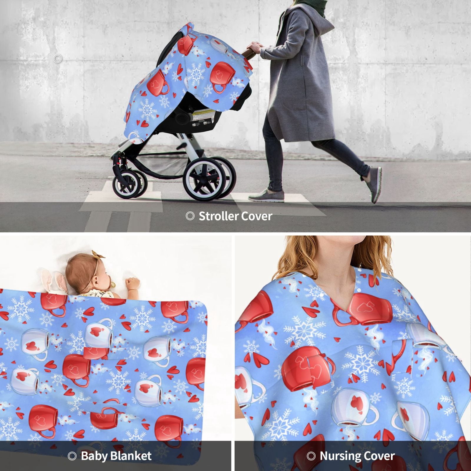 Car Seat Cover Baby - coffee love cup winter Breathable Infant Car Seat Cover for Baby Carseat, Lightweight Comfort Baby Essentials Must Haves Newborn Stuff for Girl Boy