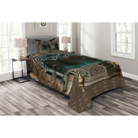 Gothic Bedspread Set Mystical Patio With Enchanted Wishing