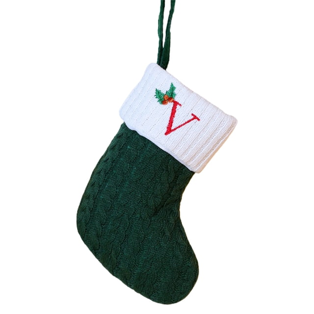 Christmas Tree Decorations,Christmas Embroidered Letter Socks Christmas Tree Pendant Knitted Red Green White Christmas Socks,Small Christmas Tree,White Christmas Tree