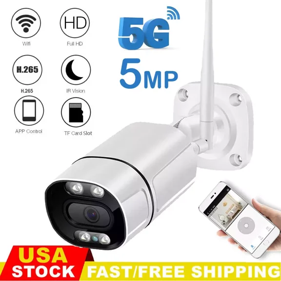 5G WIFI Security 2-Way Audio Bullet IR IP POE Camera 5MP IP66 Night Vision NEW
