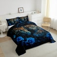 thumbnail image 3 of Feelyou 3D Leopard Cheetah Bedding Comforter Set for Couple, Mystic Blue Rose Twin Comforter Sets, Romantic Couple Animal Reversible Bedding Set, Ultra Soft Bedroom Decor, 2 Pieces, 3 of 8