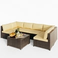 thumbnail image 5 of Lofka Patio Furniture Set 7-Piece Outdoor Seating Sofa Set with Glass Coffee Table, Beige, 5 of 7