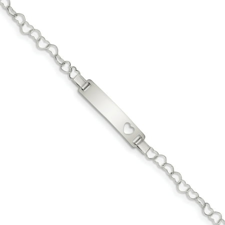 Sterling Silver Heart Fancy Link ID Bracelet 6
