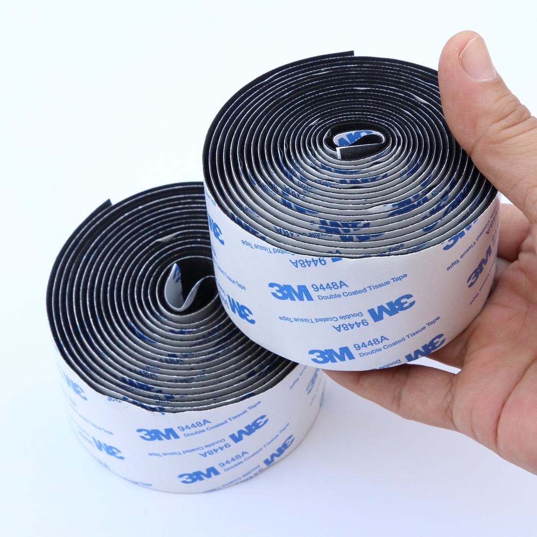Jumbo Size Black Sticky Back Tape - 2 Inch x 10FT Heavy Duty, No-Residue Removal for Extended Runs