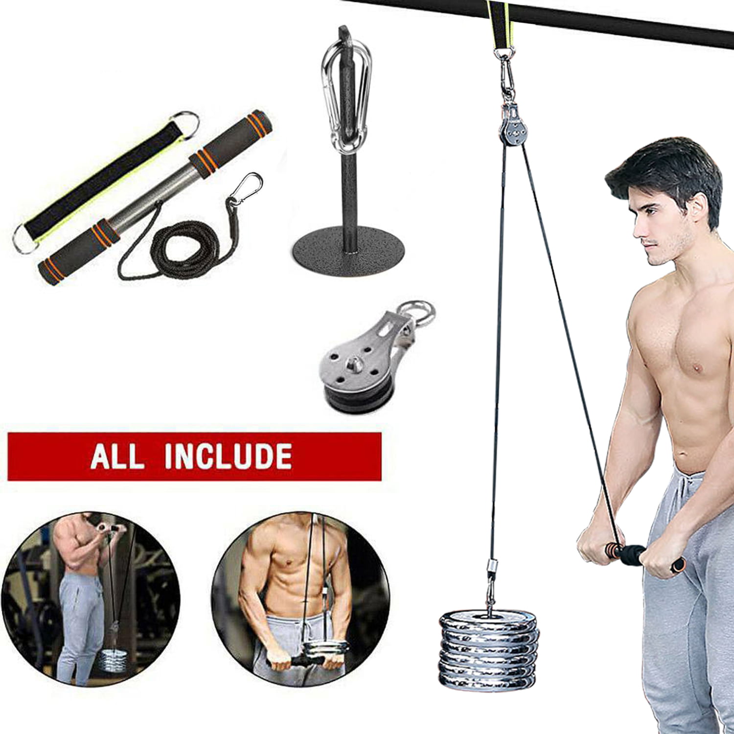 55-98" Fitness DIY Pulley Cable Machine Set Biceps Tricep Arm Strength Training