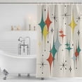 thumbnail image 2 of Green Yellow Diamond Shower Curtain, Waterproof Shower Curtains for Bathroom, Modern Geometric Middle Century Beige Washable Fabric Bathtub Curtain Set Bath Decor with 12 Hooks Stall 36"x72", 2 of 6