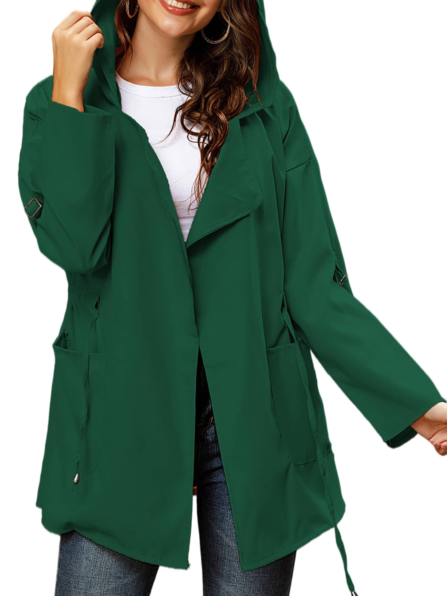 Frontwalk Long Sleeve Hooded Coats for Women Ladies Lightweight Thin