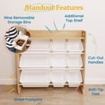 thumbnail image 5 of ECR4Kids 3-Tier Organizer with Shelf and 9 Removable Plastic Bins, 3x3, Toy Storage, Dark Natural/White, 5 of 9