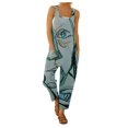 thumbnail image 1 of Gibobby pantalones de yoga Tirantes Estampado retro Damas Resumen Mono Casual Mujer Mono(Azul， XXXL), 1 of 5