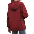 thumbnail image 2 of Veste à Capuche pour Femmes Imperméable à Cordon, Manteau de Pluie de Randonnée, Manteau d'Extérieur, Manteau de Sport de Plein Air, 2 of 5