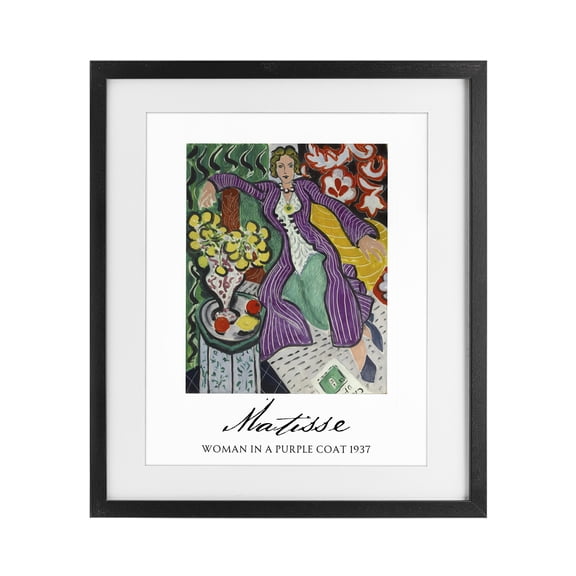 Stupell Industries Matisse Woman In Purple Coat Black Framed Print Under Glass, design by Vintage Hustle