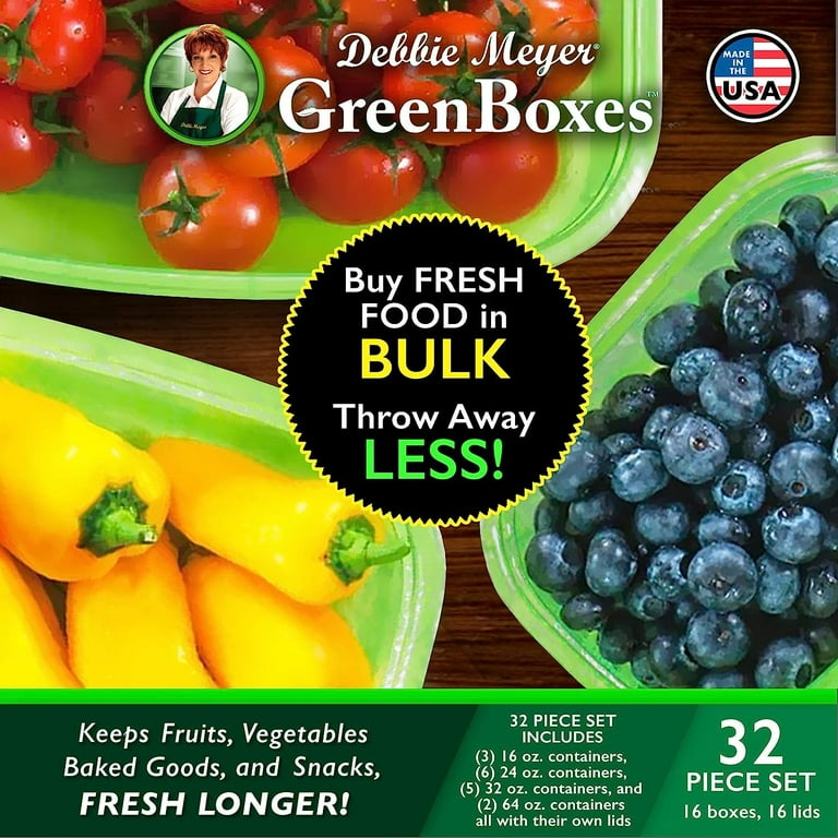 As Seen on TV Debbie Meyer Green Box Food Storage Containers,  Microwave-Safe, 32-Piece 