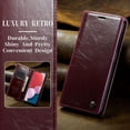 thumbnail image 2 of Leather Case for Samsung Galaxy A13 Card Slot Folio Flip Wallet Case for Samsung Galaxy A13 Premium PU Magnetic Kickstand Cover Soft TPU Inner Case Red, 2 of 7