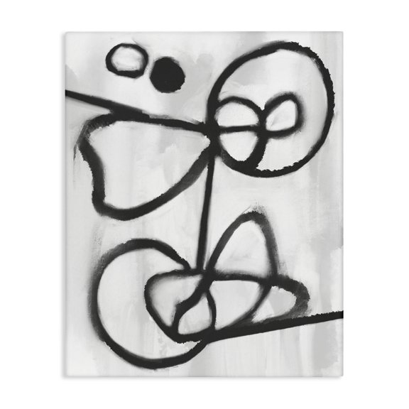 Stupell Industries Modern Abstract Linework Shapes Black Canvas Art, 16 x 20, by Lil' Rue