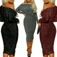 thumbnail image 1 of PENGXIANG Femmes hors Épaule Envelopper Robe Longue Jupe Bodycon Soirée Robe de Cocktail, 1 of 4