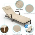thumbnail image 6 of Chaise Lounge Chairs Set of 2 for Outside, Adjustable 5 Position Outdoor PE Rattan Wicker Patio Pool Lounge Chair with Arm, Cushion, Pillow and Wheels for Poolside Backyard Deck Porch,white, 6 of 7
