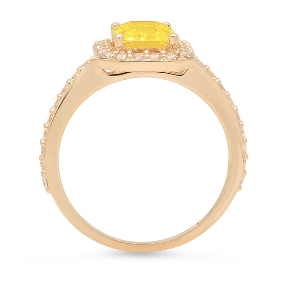 1.92 ct Emerald Cut Natural Citrine Halo Engagement Ring for Women in 18K Yellow Gold