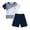 Gray, variant on Toddler Infant Baby Boy Clothes Short Sleeve Contrast Color Tops and Shorts Casual Summer Outfits Set Grey 12-18 Months