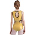 thumbnail image 4 of Moggemol Kids Girls Shiny Metallic Gymnastics Leotard Set For Figure Skating Dance Workout Gold 16, 4 of 7