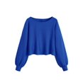 thumbnail image 1 of Jersey corto SweatyRocks de punto acanalado azul raglán para mujer, 1 of 6