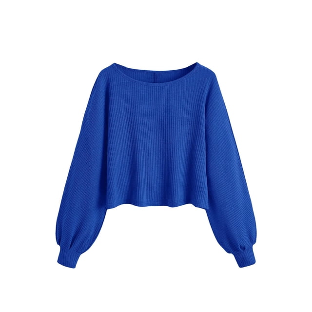 Jersey corto SweatyRocks de punto acanalado azul raglán para mujer