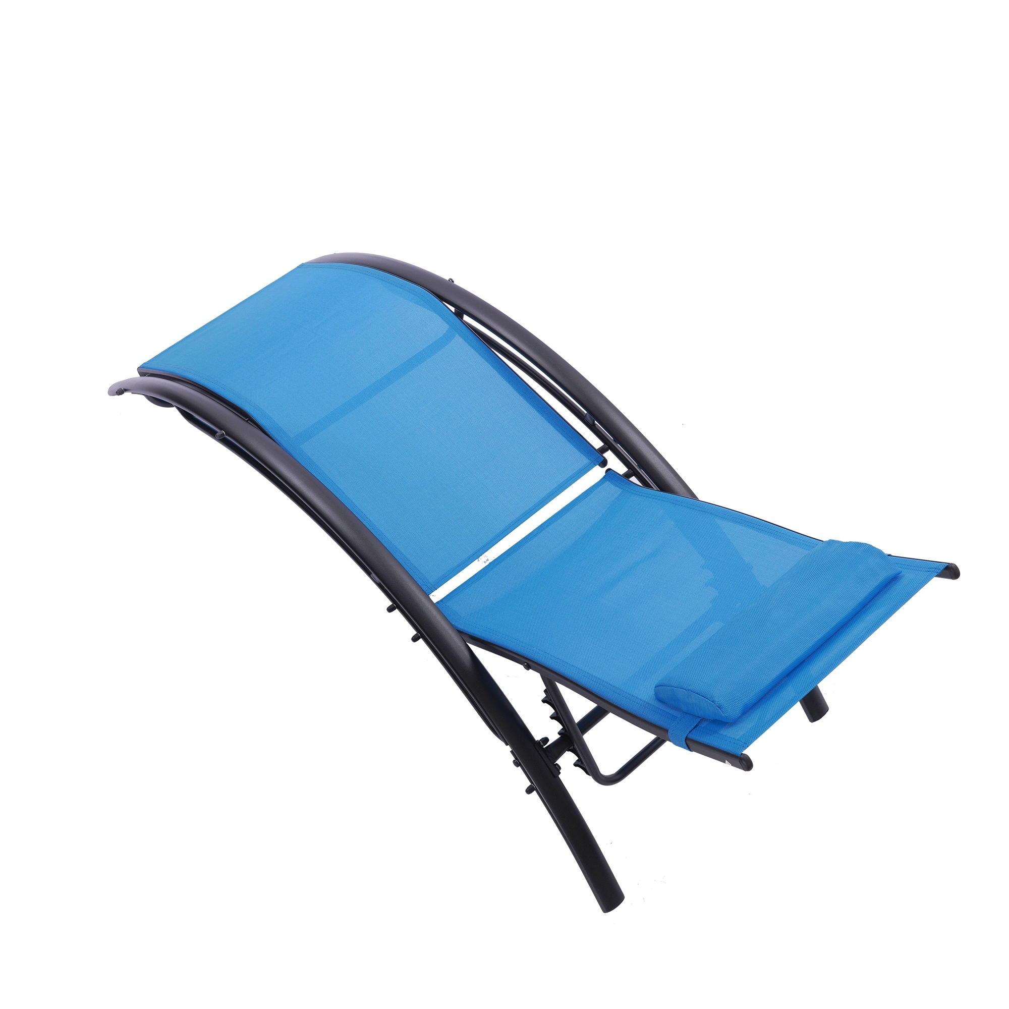 Hassch 2PCS Outdoor Chaise Lounges Aluminum Recliner Chair Beach Sun Chair, Blue - image 2 of 10