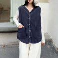 thumbnail image 4 of Lmnyox Sherpa Fleece Vest for Women Fashion Sleeveless Button Down Vest Outerwear Solid Thermal Casual Vest, 4 of 5