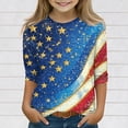 thumbnail image 2 of YOUYEDIAN 3/4 Sleeve Shirts for Girls 2026 Floral Print Tops Crew Neck T Shirt Casual Tees Dark Blue 9-10 Years, 2 of 5